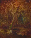 A wooded landscape by Narcisse Virgile Diaz De La Peña, oil on panel, sold May 2024