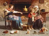 Eugenio Zampighi, Three generations, oil on canvas