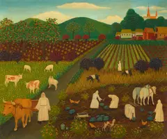 Lawrence Lebduska, Monastère, oil on canvas