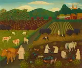 Lawrence Lebduska, Monastère, oil on canvas