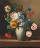 Dutch School, Floral still life (a pair), both oil on canvas
