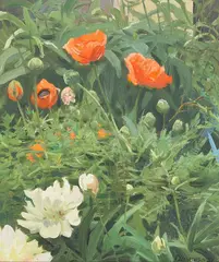 Ogden Pleissner, Poppies, oil on board