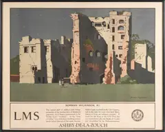 Norman Wilkinson, Ashby-De-La-Zouch, LMS,, Color lithographic poster; printed by Waterlow and Sons, London; unsigned; framed