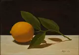 Ralph Soh, Still Life with a Lemon, oil on Masonite