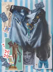 Martin Battersby, Trompe l'oeil: Playing Cards and Jeans, Oil on board