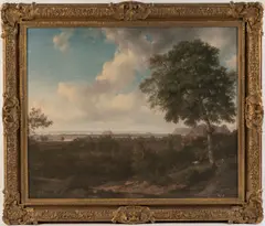 In the manner of Nasmyth's Edinburgh from the Braids, in a modern gilt frame by Patrick Nasmyth, Digital print on canvas, sold May 2024