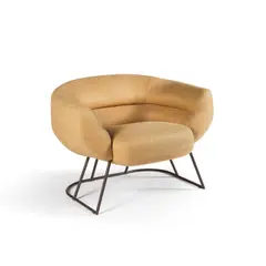 Large fauteuil, Rembourrage de mousse, revêtement textile, structure métallique