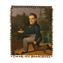 Jean-Baptiste Germain, Portrait d'un jeune garçon avec une toupie, Oil on canvas, unlined