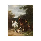 Carl Suhrlandt, Cavaliers caucasiens avec un chien de chasse Huile sur toile, Oil on canvas
