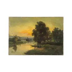 Léon-Victor Dupré, Paysage au crépuscule, Oil on canvas