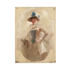 Portrait de femme en tenue costumée by Antoine Calbet, Oil on panel, offered May 2024