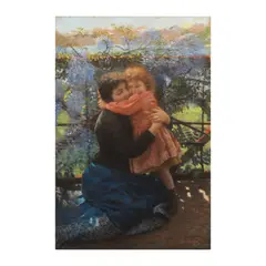 Alfonso Muzii, Affection sur le lac, Pastel et gouache sur papier marouflé sur toile
