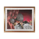 Thierry Bruet, Nature morte au faisan et au col vert, pastel sur papier