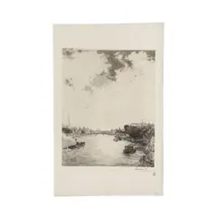 Félix Bracquemond, Eau-forte en noir sur papier chine volant, Signé en bas à droite