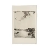 Félix Bracquemond, Eau-forte en noir sur papier chine volant, Signé en bas à droite