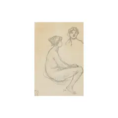 Théophile Steinlen, Étude de nu féminin, ca. 1900, Crayon bleu