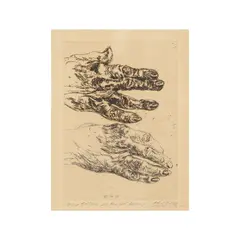 Eau-forte by Avigdor Arikha, Datée dans la planche, signée en bas à droite, sold May 2024