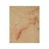 Jean-Antoine Watteau, Etude de mains, red chalk on paper