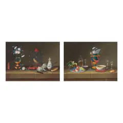 Nature mort au canari; Nature morte au perroquet by dit Lelong Atelier de Johann Rudolf Feyerabend, une paire, gouache sur carton, sold Nov 2024
