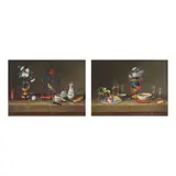 Nature mort au canari; Nature morte au perroquet by dit Lelong Atelier de Johann Rudolf Feyerabend, une paire, gouache sur carton, sold Nov 2024