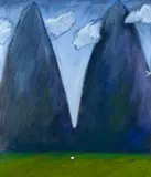 Wendy Gedanken, Two Mountains and a Sheep, acrylic on paper