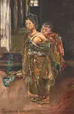 Theodore Wores, Mother and Child, watercolor and gouache on paper