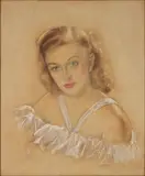 Albert Herter, Portrait of a Girl, Hollywood, pastel and pencil on card