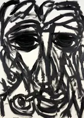 Philippe Visson, Abstract in Black and White, 1972, oil on canvas
