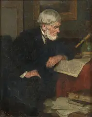 Louis Henry Charles Moeller, A Gentleman Reading the Paper, oil on canvas