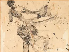 Michele Russo, A Group of Three Figure Drawings, ink on paper