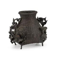 Patinated Bronze Faux Basket, c. 1900,