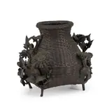 c. 1900, by Patinated Bronze Faux Basket, sold Oct 2024