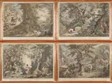 Johann Elias Ridinger, Four plates from Illustrations to Genesis, c. 1740, Engravings on paper with coloring; framed. (4)