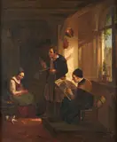 The Lacemakers by Continental School, oil on canvas, sold Oct 2024