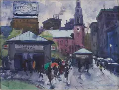 Aiden Lassell Ripley, Park Street Church, Boston, watercolor on paper