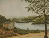Pasquale, Landscape with a Cottage on the Lakeshore, with Distant Mountains, watercolor on paper
