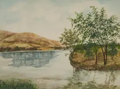 Pasquale, Landscape with a Pond and Distant Hills, watercolor on paper