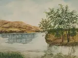 Pasquale, Landscape with a Pond and Distant Hills, watercolor on paper