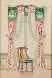 French School, A Set of Three Interior Design Paintings, watercolor on laid paper laid down to board