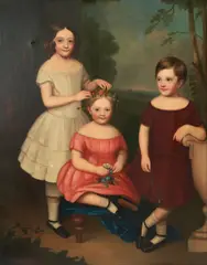 William Boxall, Portrait of Three Young Children in a Landscape, oil on canvas