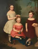 William Boxall, Portrait of Three Young Children in a Landscape, oil on canvas