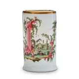 Bristol Glass Tankard, England, 19th century,, hand painted landscape with figure in polychrome enamels, gilded rim,  ht