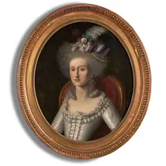 French School, A Portrait of a Well-Dressed Young Lady, Half-Length, oil on canvas, in an oval frame