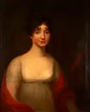 Anglo & American School, Portrait of a Young Lady in White with a Red Shawl, oil on canvas