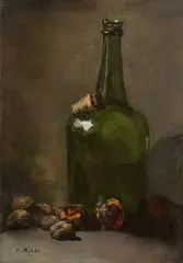 Augustin Théodule Ribot, Die volle Flasche, Öl auf Leinwand auf Holz (parkettiert)