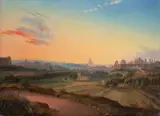 Wilhelm Brücke, Ansicht von Rom im Abendlicht, 1834, Öl auf Leinwand
