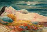 Albert Birkle, Frauen am Meer“ („Badende“/„Am Strand“), Um 1925, Öl auf Pappe