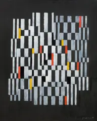 Composition # 586 xy by Adolf Fleischmann, 1961, Öl auf Leinwand, sold Jun 2015