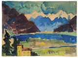 Berge am Lago Maggiore by Karl Schmidt-Rottluff, Um 1928, Aquarell über Kreide auf Schoellershammer-Karton, sold May 2014