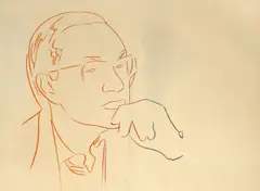 Max Bill by Andy Warhol, Um 1980, Farbserigraphie auf 2 Bögen dünnen Papiers, auf Papier und dann auf Leinwand aufgezogen, sold Nov 2013